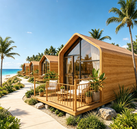 Maison Modulaire Préfabriquée Moderne Direct Usine, Cabane Glamping Écologique en Bois avec Fenêtre Panoramique en A et Terrasse pour Vue sur la Nature - Vente en Gros