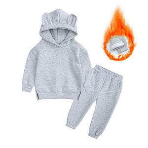 Survêtement à capuche pour enfants, ensemble décontracté en molleton, pour garçons et filles, pull-over à oreilles, 2 pièces, <span class=keywords><strong>2022</strong></span> - Product Image 3