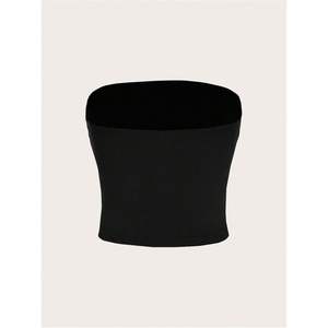 Haut court moulant sans bretelles pour femme, style bandeau, en jersey uni, taille naturelle - Product Image 5