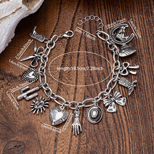 <span class=keywords><strong>Bracelet</strong></span> à breloques occidental femmes rétro Vintage bottes de Cowboy coeur médaillon cheval chaussure breloques chaîne <span class=keywords><strong>lien</strong></span> Bracelets Cowgirl mode - Product Image 4