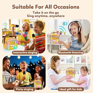 Máy hát karaoke chuyên nghiệp Happy Birthday Para Casa, đầu đĩa VCD, loa không dây, micro kép dành cho trẻ em, tiệc KTV - Product Image 4