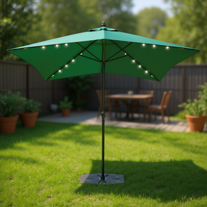 Parasol de jardin vert 6,6'x9,8' avec lumières LED, mât en acier, éclairage extérieur, utilisation en jardin - Product Image 2