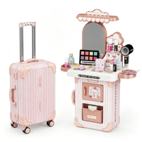 Valise de maquillage en plastique pour enfants, jeu de simulation de salon de beauté, 37 pièces, mini coiffeuse, ensemble de jeu de rôle pour filles