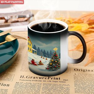 Black Frosted <b>Ceramic</b> Mug 11oz Heat Sensitive Coffee Tea <b>Cup</b> Daily Use - Product Image 5