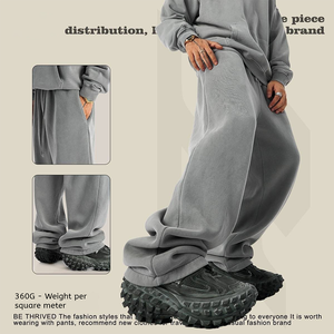 2025 Herfst Casual Fleece Gevoerde Wijde Pijpen Oversized Joggingbroek Sport Platte Casual Joggingbroek - Product Image 2