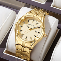 Montre de luxe Y2K en acier inoxydable à maillons serpent pour homme, cadran ovale, affichage de la date, montre-bracelet de mode professionnelle pour homme