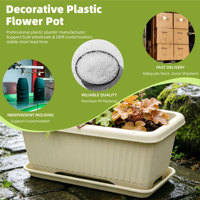Pot de fleurs carré moderne en PP avec trou de drainage auto-arrosant, capacité de 38,34 L, durable pour la décoration intérieure/extérieure, au sol et sur balcon