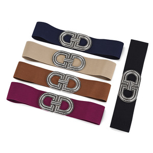 Double-d khóa pha lê Corset vành đai cho phụ nữ ăn mặc 6cm rộng rắn màu <span class=keywords><strong>s</strong></span>ắc đàn hồi vành đai thắt lưng cho bên quần áo - Product Image 6