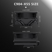 Refroidisseur de processeur FEZCOOL C904-X55 à pression, 4 caloducs, support fluide tout-en-un, contrôle intelligent de la température pour configurations ITX