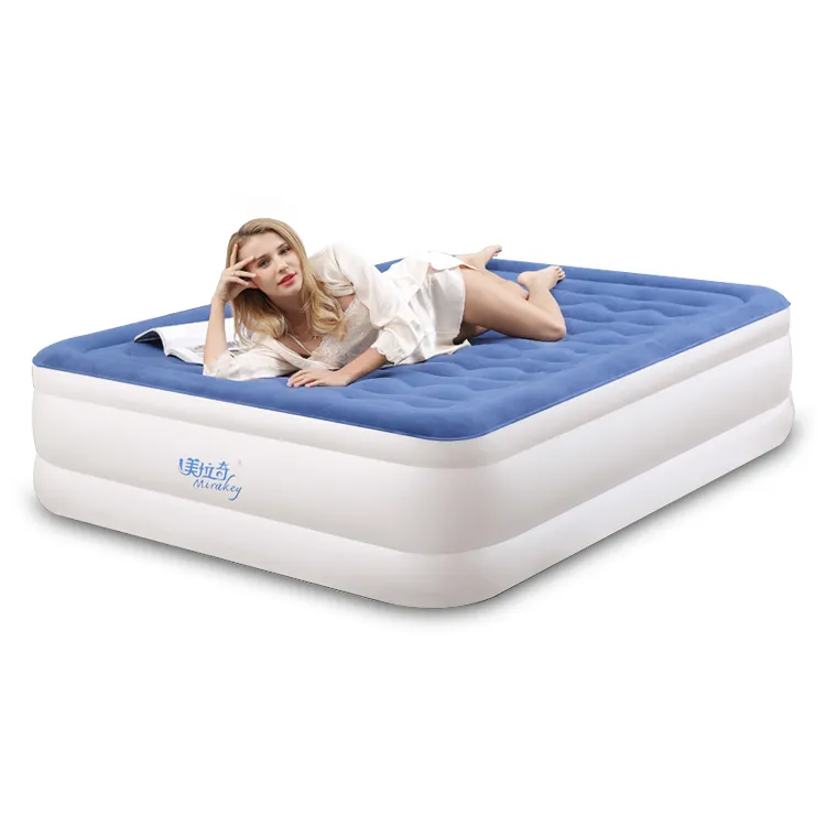 Mirakey Custom Fast Inflation luxury Air Bed Flocking PVC Air Mattress With Electric Pump