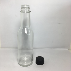 24-414 Black PP Lid, <strong>Plastic</strong> <strong>Cap</strong> with F217 Liner,5oz 150ml clear Glass Empty Woozy Hot Sauce Bottle Ketchup Sauce Glass Vinegar - Product Image 6