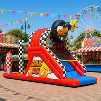 Parcours d'obstacles gonflable commercial à vendre, château gonflable pour enfants et adultes, jeu de course et de défi pour fêtes en plein air avec toboggan