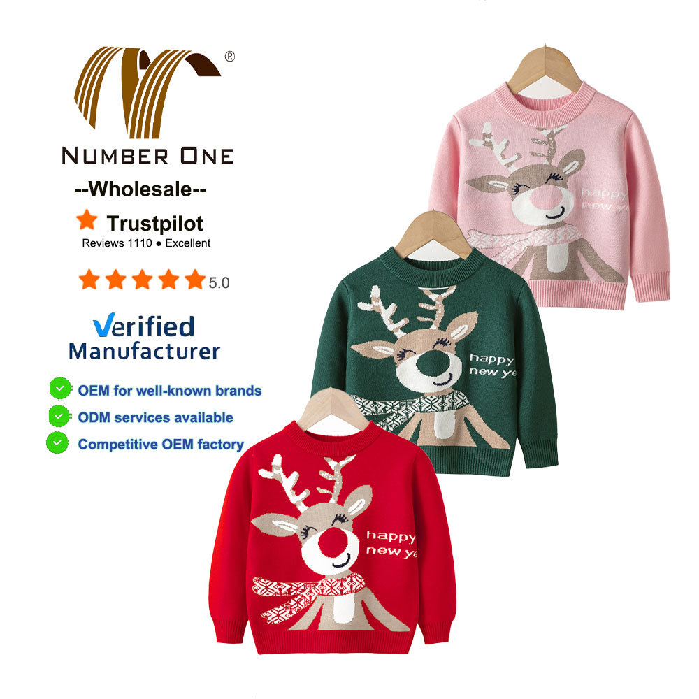 Pull Garçon Gymboree Hiver - Vert, Motif Cerf, 100% Coton, Taille XS 4, Très Bon état Occasion