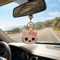 Breloque de sac personnalisée en perles DIY, accessoire de sac à main en feutre chaton Kawaii fait main avec bordure de contour de précision, cadeau
