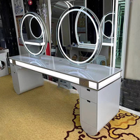 Offre Spéciale Coiffure pour salon de beauté Miroir led Station de maquillage Miroir double face Table ronde avec lumière