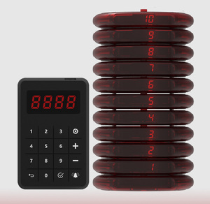 Không Dây Nhà Hàng Bồi Bàn Coaster Phân Trang Hệ Thống 1 Bàn Phím 10 Máy Nhắn Tin 1 Sạc Gọi Dịch Vụ Buzzer Máy Nhắn Tin - Product Image 4