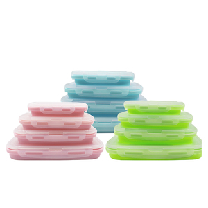 4 cái/bộ Xách Tay Bát Thiết Kế Mới Ráp Hình Chữ Nhật Silicone Hộp Ăn Trưa <span class=keywords><strong>Container</strong></span> Lưu Trữ Thực Phẩm Cho Nhà Bếp - Product Image 6