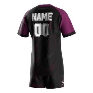 Camiseta Deportiva con Cuello en V para Hombre, Estilo Rugby de Nueva Zelanda, Tallas Grandes, Conjunto de 2 Piezas con Pantalones Cortos - Product Image 2