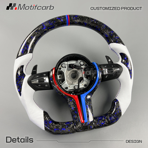 Volante de fibra de carbono forjado azul personalizado para BMW 330i 440i F10 F30 X3 X5 F15 F16 F18 M2 M3 M4 2010-2018, mejora del interior. - Product Image 3