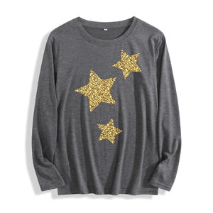 Tela suave "Golden Sequin Stars Graphic" <span class=keywords><strong>Camiseta</strong></span> de manga larga Multi colores - Product Image 2