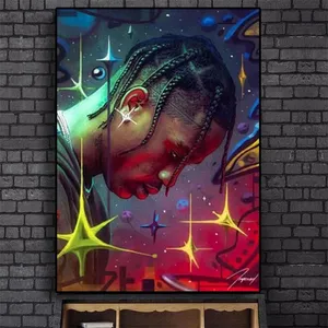 Figure Art Rapper Travis Scott Canvas Poster HD Prints Painting Boy Bedroom Decorative Paintings for Modern Room Home Wall Decor