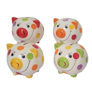 Vente chaude Cadeaux faits à la main de haute qualité Peinture d'<span class=keywords><strong>animaux</strong></span> de dessin animé Pièces de monnaie Banque en céramique Souvenir <span class=keywords><strong>Tirelire</strong></span> rose - Product Image 3