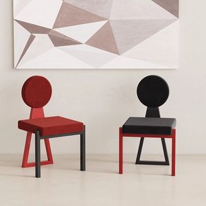 Modern Designer Dining Chair Upholstered Red Black Adult Use - Product Image 2