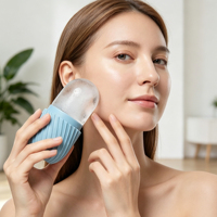 JIAZHAO MY0009 Moule en silicone portable pour rouleau de glace facial, plateau de massage froid, minimisation des pores, soulagement des rougeurs, beauté faciale à domicile
