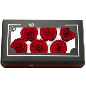 Venta al por mayor de rosas preservadas flores de eternidad personalizar blanco negro rojo rosa color para siempre rosas flores