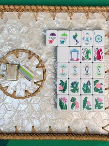 4-Layer Acrylic American Mahjong Tiles with Inner Bamboo Grain Print Real Shots <b>Folding</b> Metal Legs Clear Carry Case Ready Ship - Product Image 5