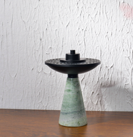 Brûleur à Bakhoor en marbre vert naturel de luxe, Mabkhara en métal noir mat, encensoir à Oud arabe pour la décoration du Ramadan au Moyen-Orient