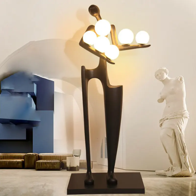 Nhà thiết kế hình người nghệ thuật điêu khắc Đèn sàn hiện đại sáng tạo trang trí nội thất sảnh khách sạn bán văn phòng chiếu sáng trong nhà dẫn đứng ánh sáng