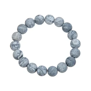 Venta al por mayor Atlas Jasper-Matt Crystal Healing Pulsera de cuentas naturales reales para hombres y mujeres Pulsera