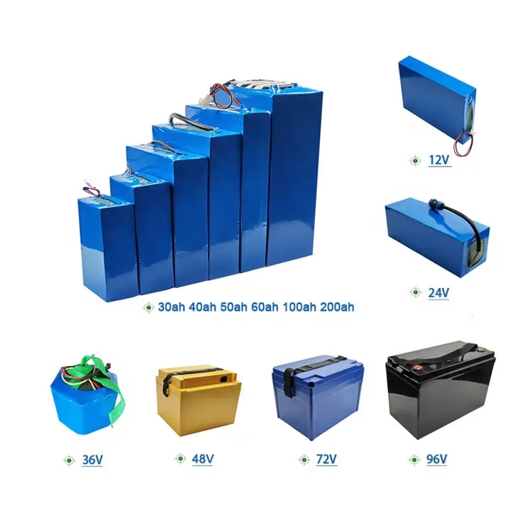 Lifepo4-baterías de iones de litio recargables, OEM, 12v, 24v, 36v, 48v, 60v, 72v, 12ah, 18ah, 20ah, 30ah, 40ah, 60ah, 100ah, 150ah, 200ah, 18650