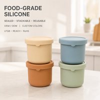 Conteneurs à collation en silicone de qualité alimentaire personnalisés OEM ODM avec couvercles, empilables et réutilisables, pour le stockage de la nourriture pour bébé