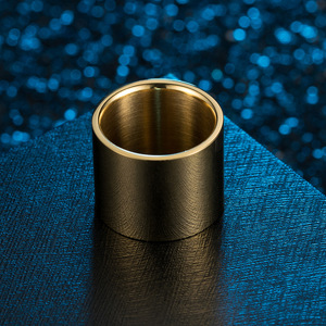 yunnique style, individualistic hip-hop, HIOHIP smooth long titanium steel plate <b>ring</b>, simple <b>plain</b> halo large size - Product Image 4