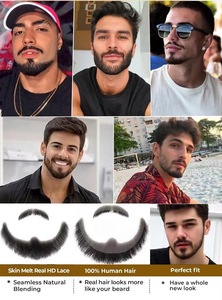 Bán Buôn Tóc Con Người Người Đàn Ông Râu Trang Điểm Cho Phim Movie Chơi Chương Trình Truyền Hình Dây Đeo Cằm Râu 100% Tay Gắn Râu Giả ria mép - Product Image 6