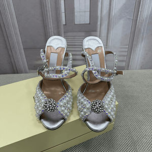 Zapatos de Tacón Alto Jimmy de Alta Calidad para Mujer, Parte Superior Cubierta de Perlas y Hebilla con Diamantes Esféricos, Modernos y a la Moda - Product Image 5