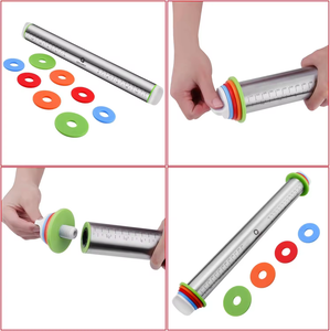 Molto richiesto: <span class=keywords><strong>Mattarello</strong></span> con anelli regolabili per la spessore della pasta, per la preparazione di pasta, pizza, torte e biscotti - Product Image 6