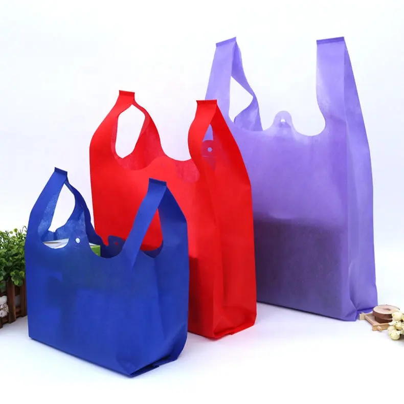 Custom supermarket shopping non-woven bag w cut non woven bag t-shirt recycle non woven bags