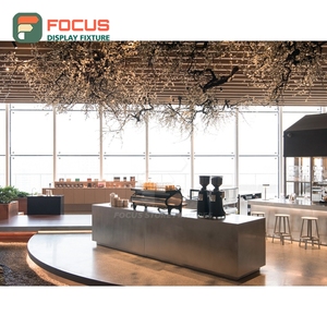 Mostrador de Servicio Contemporáneo para Cafetería, Acabado en Madera Laminada, Zona de Recogida de Comandas, Mostrador de Servicio para Cafetería - Product Image 6