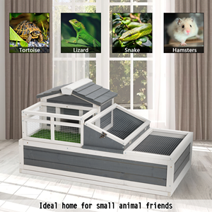 Habitat pour tortues en bois moderne à 2 étages, 3 pièces, balcon en gazon, toit ouvrant, utilisation intérieure/extérieure, cage pour reptiles (couleur personnalisée) - Product Image 3