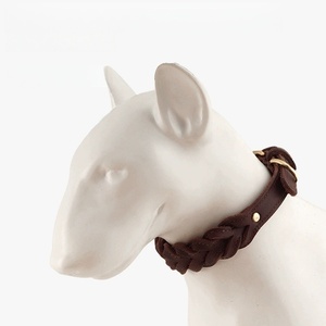 COLLAR DE CUERO PARA PERRO mascota elegante moderno personalizado con hebilla de Metal fuerte Collar de perro de cuero de vaca genuino tejido de cuero sólido - Product Image 1
