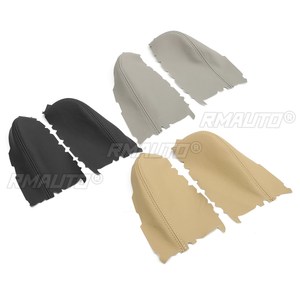 2 Piezas, Nuevas Cubiertas de Reposabrazos para Panel de Puerta Delantera de Cuero Real para Honda Pilot 2009 2010 2011 2012 2013, Gris/Beige/Negro - Product Image 1