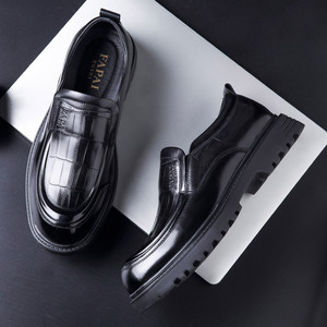 Mocasines de Cuero Genuino para Hombre Papai Dushi, Color Negro, Piel de Vacuno de Primera Capa, Tacón Medio, Zapatos Casuales Cómodos - Product Image 3