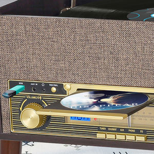 Tourne-disque vinyle à prix <span class=keywords><strong>de</strong></span> gros avec haut-parleurs, <span class=keywords><strong>radio</strong></span> AM/FM, USB, SD et Bluetooth, 3 vitesses - Product Image 5
