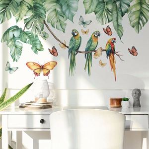 Autocollant mural pour enfants avec des fleurs colorées et des feuilles vertes, des animaux de dessin animé, décoration de la maison pour le salon et la chambre à coucher - Product Image 3
