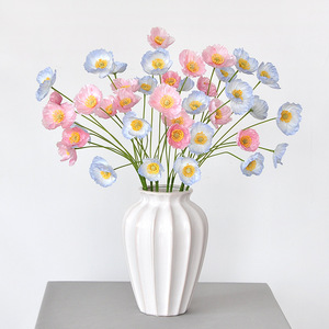 Nouveauté : Fleurs artificielles de pavot à 3 têtes en soie blanches et oranges pour la décoration de Noël, Pâques, mariages ou événements festifs à domicile - Product Image 1