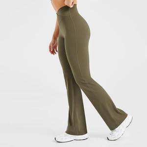 Legging de sport évasé taille haute en V, extensible et doux, avec logo personnalisé, pour femme, idéal pour le yoga et le <span class=keywords><strong>fitness</strong></span> - Product Image 3