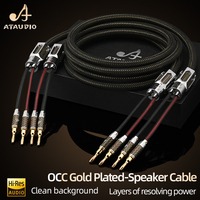 ATAUDIO OCC Câble de haut-parleur HIFi plaqué or Type Banana Y Prise plaquée or en fibre de carbone pour la connexion du moniteur de l'amplificateur de puissance